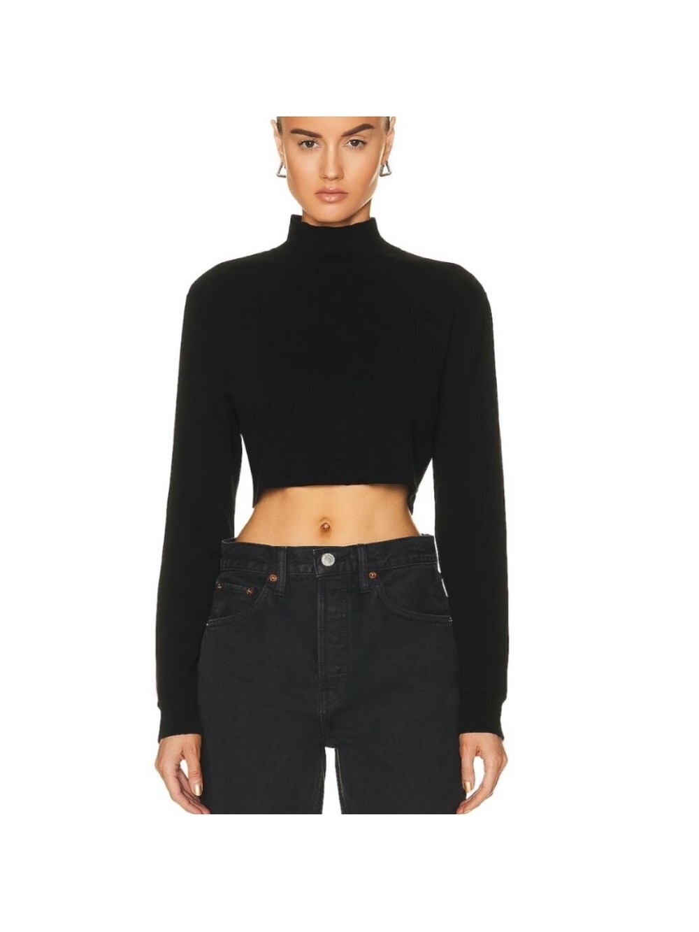 RE/DONE x Hanes Cropped Mock Neck Long Sleeve Top